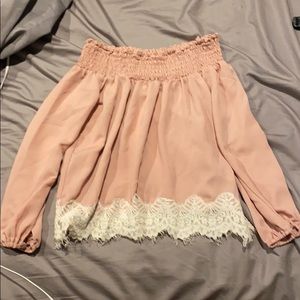 Off the shoulder pink and lace top